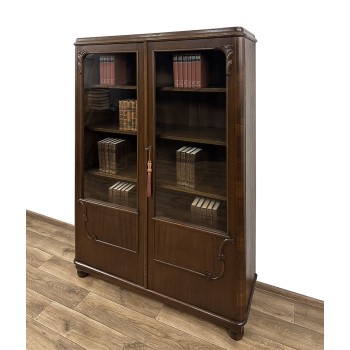 WITRYNA BIBLIOTEKA PODRĘCZNA ANTYK RZEŹBIONA DWUDRZWIOWA SZAFA