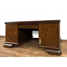 BIURKO ART DECO ANTYK DWUSTRONNE RZEŹBIONE 4 SZUFLADY