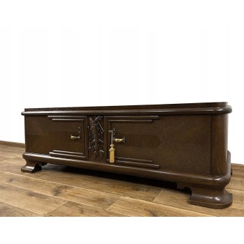 KOMODA PODEST NISKA SZAFKA ART DECO RZEŹBIONA ANTYK POD TV RTV