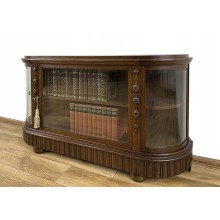 BIBLIOTEKA PODRĘCZNA RZEŹBIONA WITRYNA ŁUKOWATE SZYBY ANTYK PODEST TV RTV