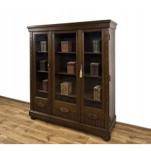 BIBLIOTEKA WITRYNA 3-DRZWIOWA PRZESZKLONA ANTYK SZAFA RZEŹBIONA