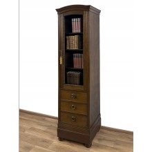WYSOKA WĄSKA BIBLIOTEKA PODRĘCZNA WITRYNA ANTYK SŁUPEK, 3 szuflady, 1 z 2