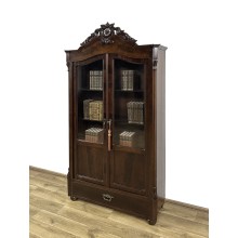 WITRYNA Z RZEŹBIONĄ KORONĄ BIBLIOTEKA XIX W. ANTYK, SZUFLADA